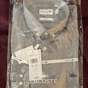 Lacoste Men's Casual Navy Button Down Shirt Brand New with Tags, Size 40-15.75